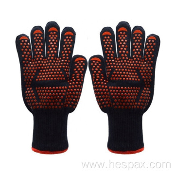 Hespax Aramid Silicone Kitchen BBQ Gloves Heat Resistant